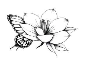 Magnolia flower, butterfly tattoo idea