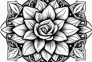 flower with leaves geometric dainty tattoo idea