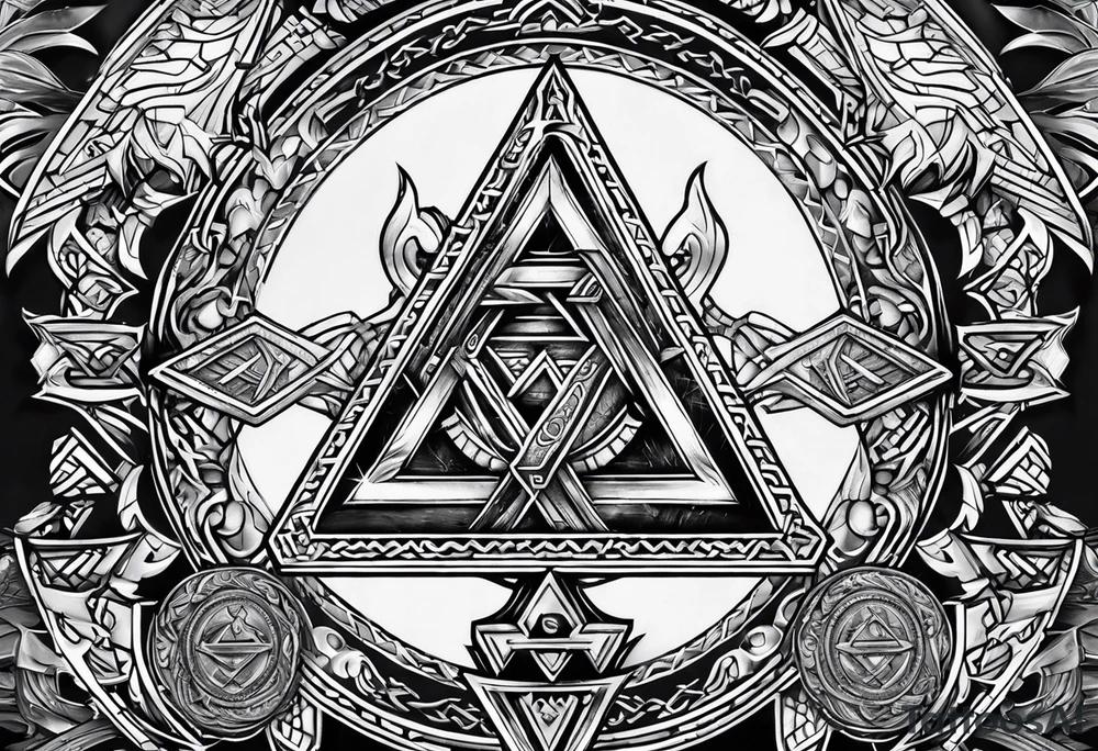 Valhalla valknut shield axe tattoo idea