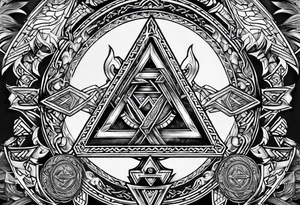 Valhalla valknut shield axe tattoo idea
