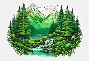 Green forest tattoo idea