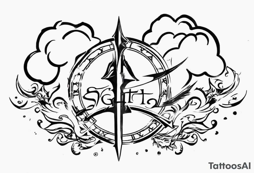 a cloud with the word sagittarius with the date 12.08.05 tattoo idea a cloud with the word sagittarius with the date 12.08.05 tattoo idea