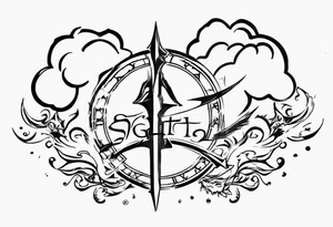 a cloud with the word sagittarius with the date 12.08.05 tattoo idea