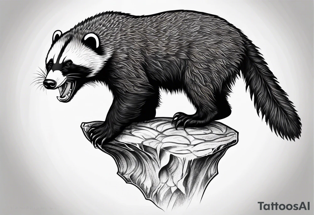 honey badger climbing, claws, arched back tattoo idea