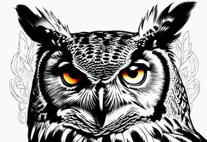 Great horned owl sitting in skin tattoo idea