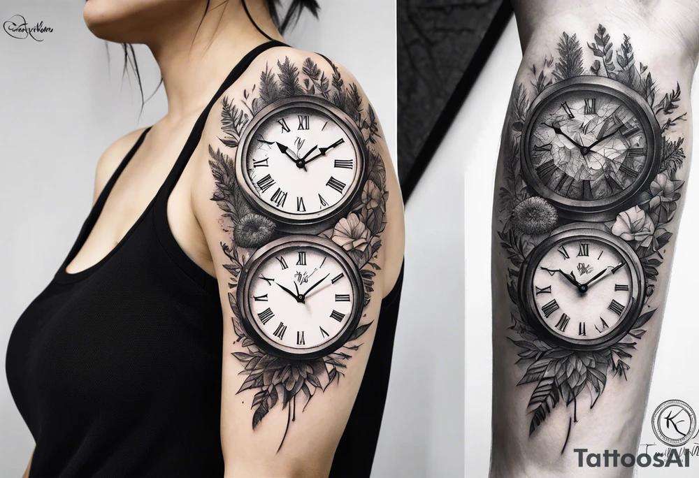 nature element clock memorial tattoo simple design tattoo idea nature element clock memorial tattoo simple design tattoo idea