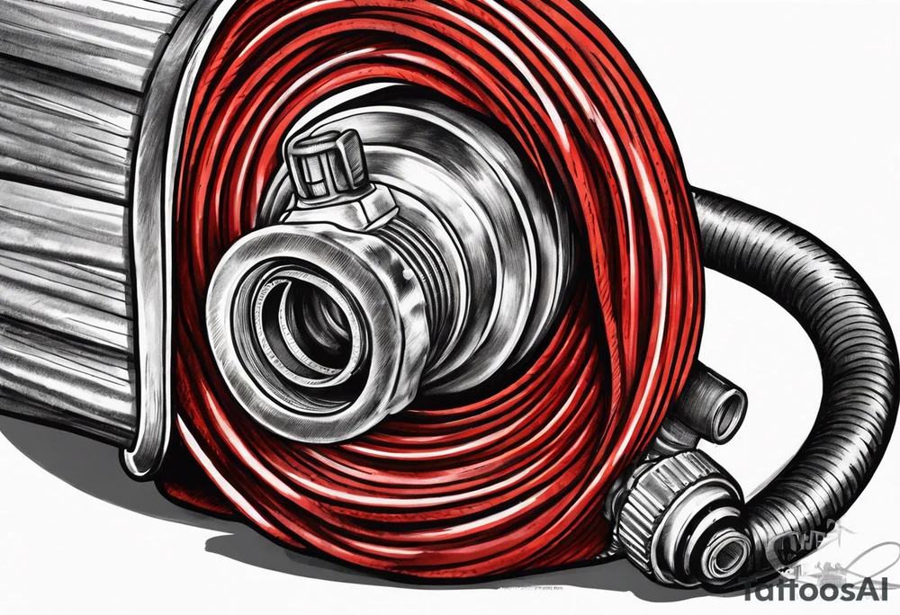 Fire hose with nozzle tattoo idea