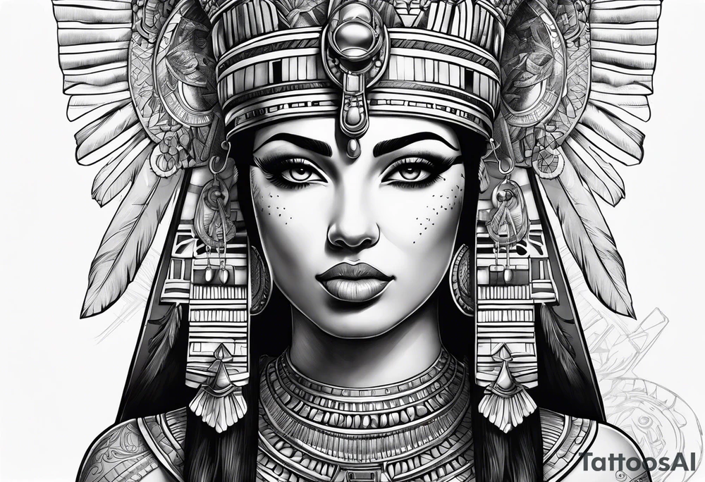 cleopatra with headdress tattoo idea
