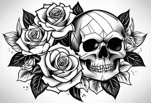 skull with roses tattoo idea