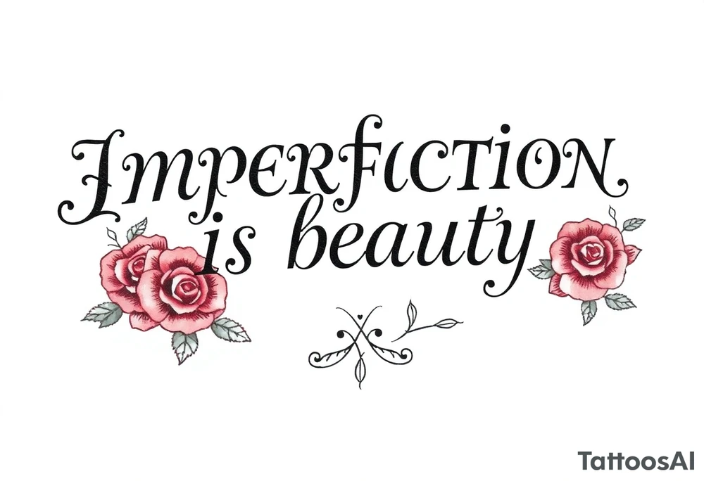 Imperfection is beauty in a scroll with roses tattoo idea