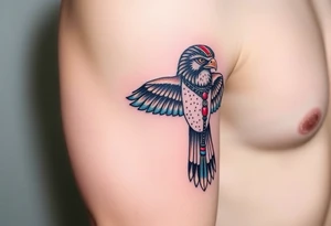 An Egyptian Falcon (Horus) Carrying a Rosary (only red, blue and black are possible colors) tattoo idea