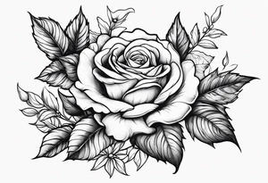 flower with rose flower and holly berry stalk tattoo idea