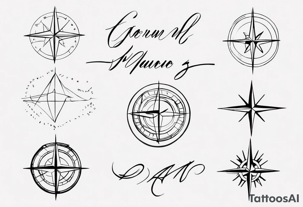 handwritten coordinates 43.4544354 and -73.6893921 using N and W tattoo idea