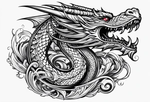Old school dragon swirling tattoo idea