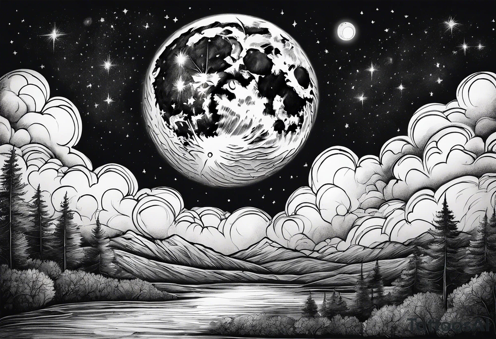 Full moon in sky tattoo idea
