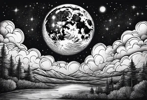 Full moon in sky tattoo idea
