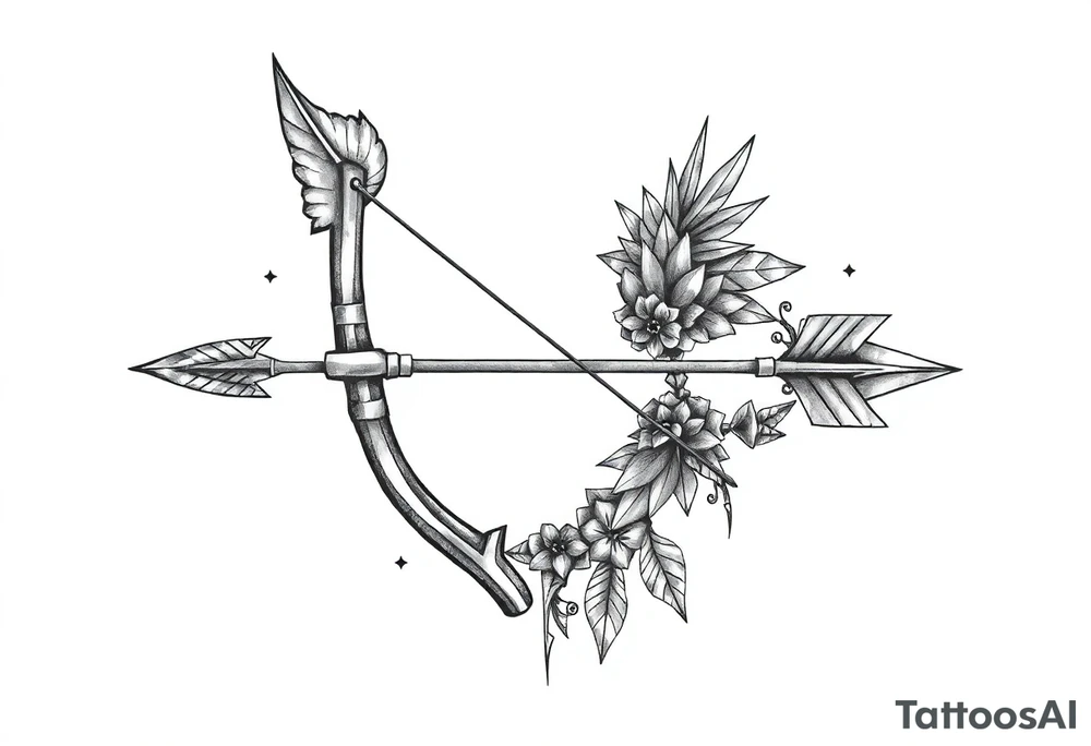 Large bow and arrow on whole arm arm tattoo idea