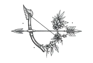Large bow and arrow on whole arm arm tattoo idea