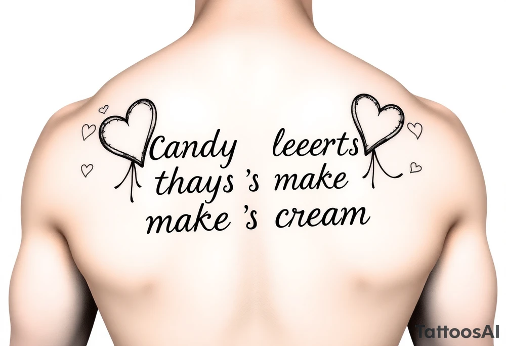 Candy hearts thats says make me cream tattoo idea