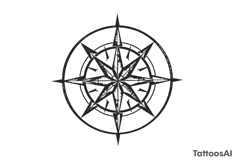 Simple double layered compass rose tattoo idea