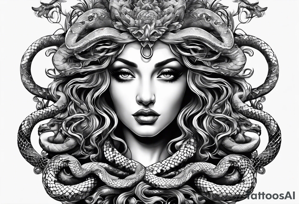 beautiful but mysterious medusa with the snakes clearly showing tattoo idea