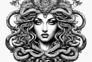 beautiful but mysterious medusa with the snakes clearly showing tattoo idea