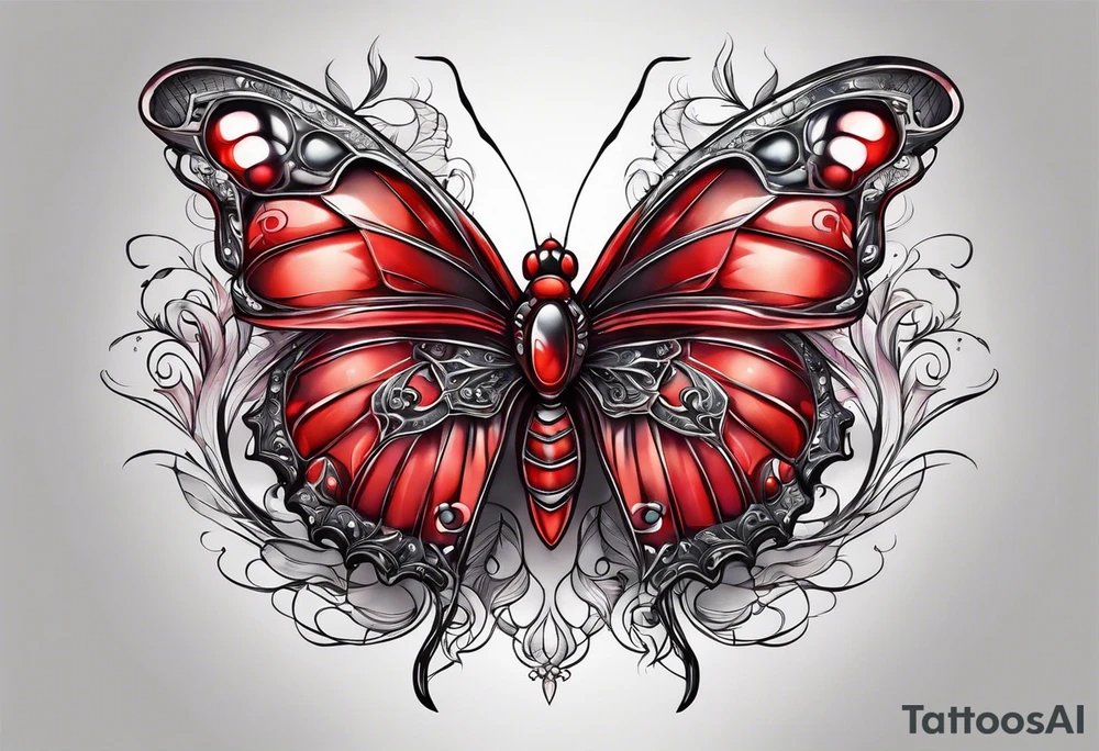 red butterfly spider dreamy tattoo idea