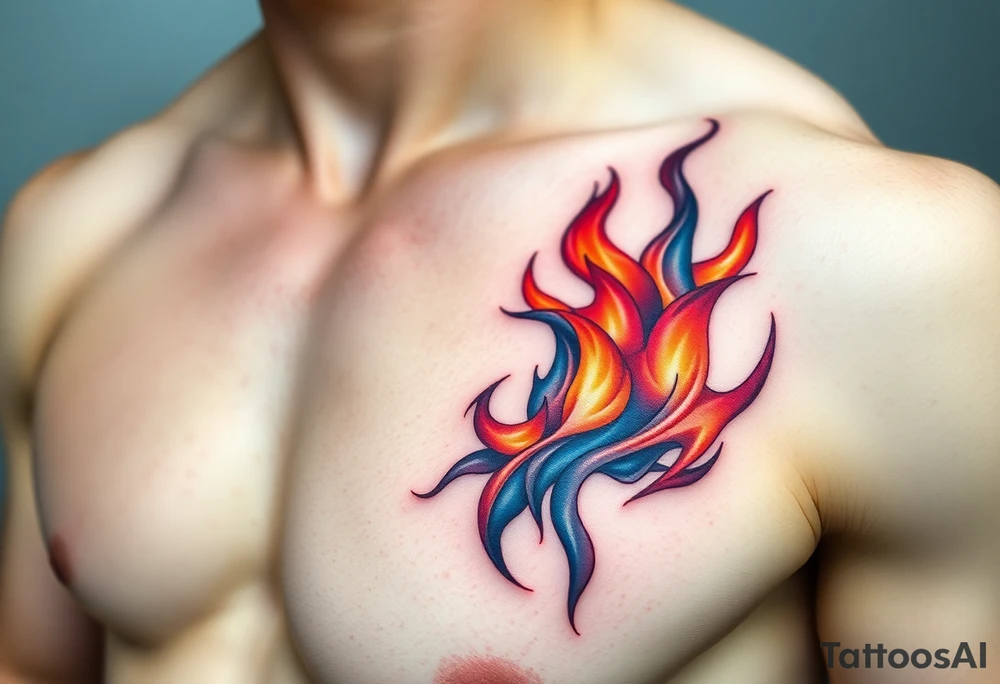huge and large powerfull flames tattoo idea