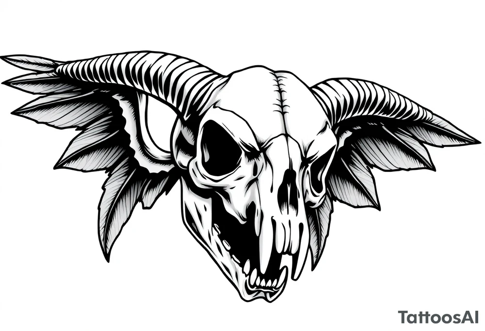 goat skull odd crying angel un tattoo idea