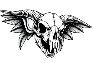 goat skull odd crying angel un tattoo idea