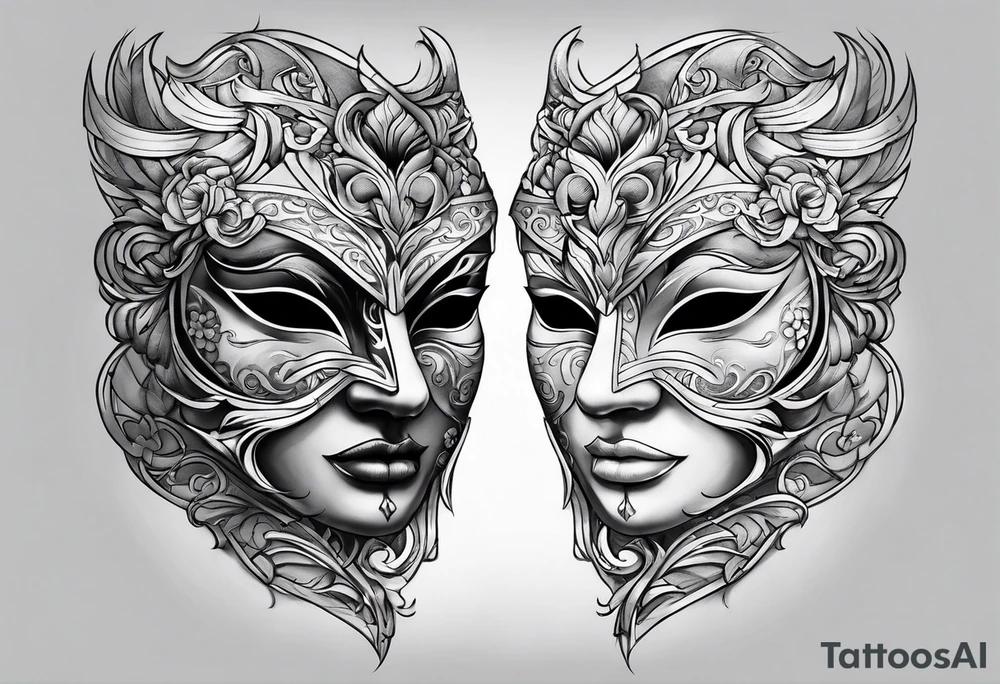 two mask tattoo design tattoo idea