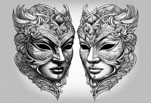 two mask tattoo design tattoo idea