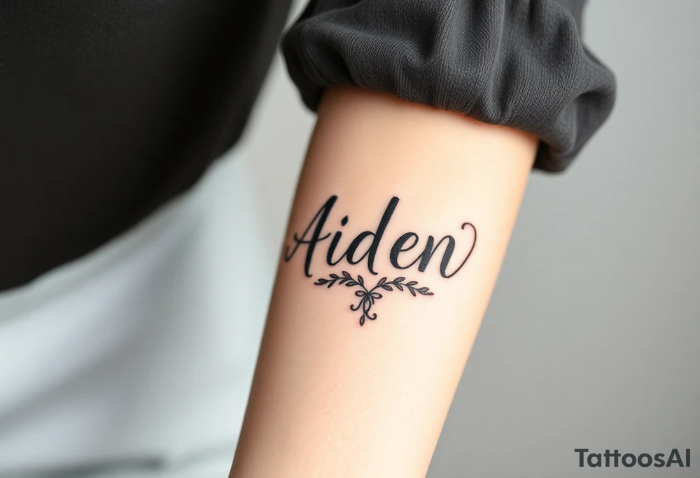The name Aiden with love theme around it tattoo idea