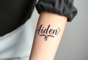 The name Aiden with love theme around it tattoo idea