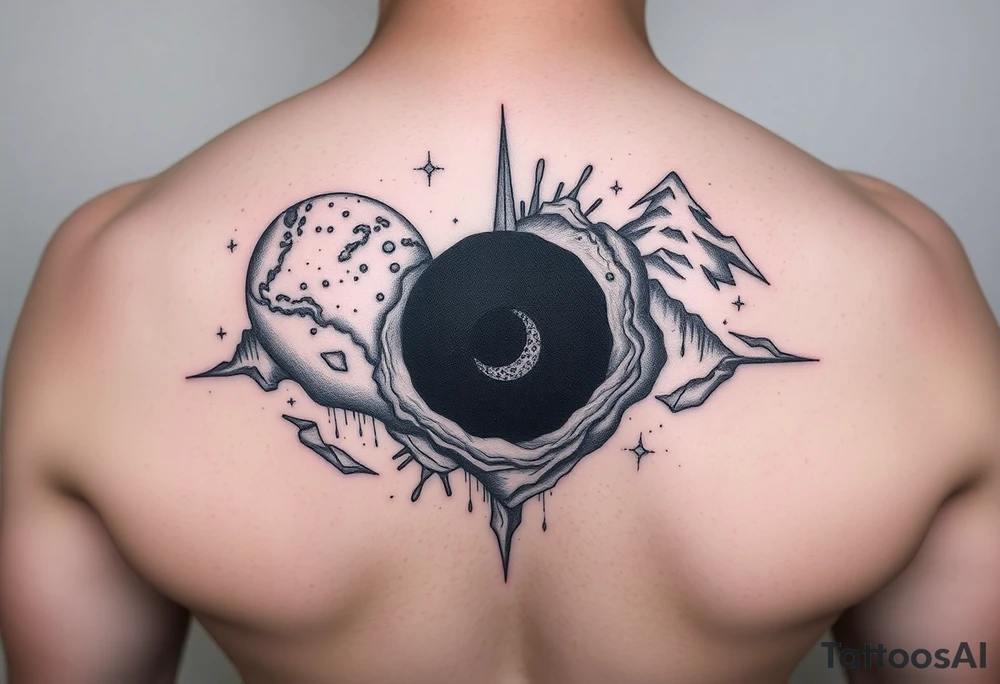 2 different worlds on both sides of a black hole tattoo idea