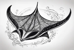 Cite manta ray swimming like flying tattoo idea