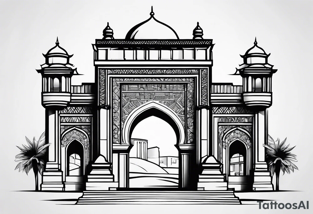 israel town gate vector tattoo idea