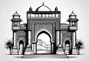 israel town gate vector tattoo idea