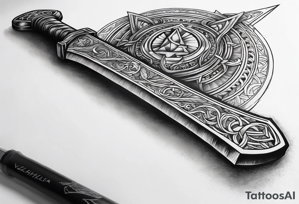 Valhalla sword axe tattoo idea