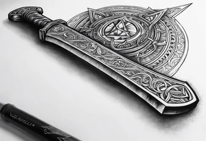 Valhalla sword axe tattoo idea