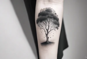 eucalyptus tree, simple, small, soft lines tattoo idea