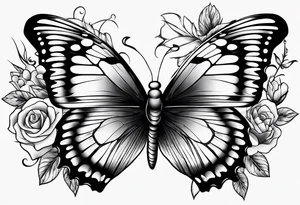 c cection scar needle and thred, flowers, butterfly tattoo idea