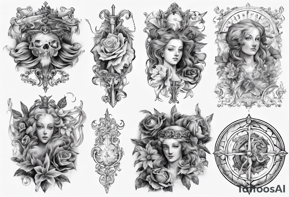Renaissance sleeve tattoo idea