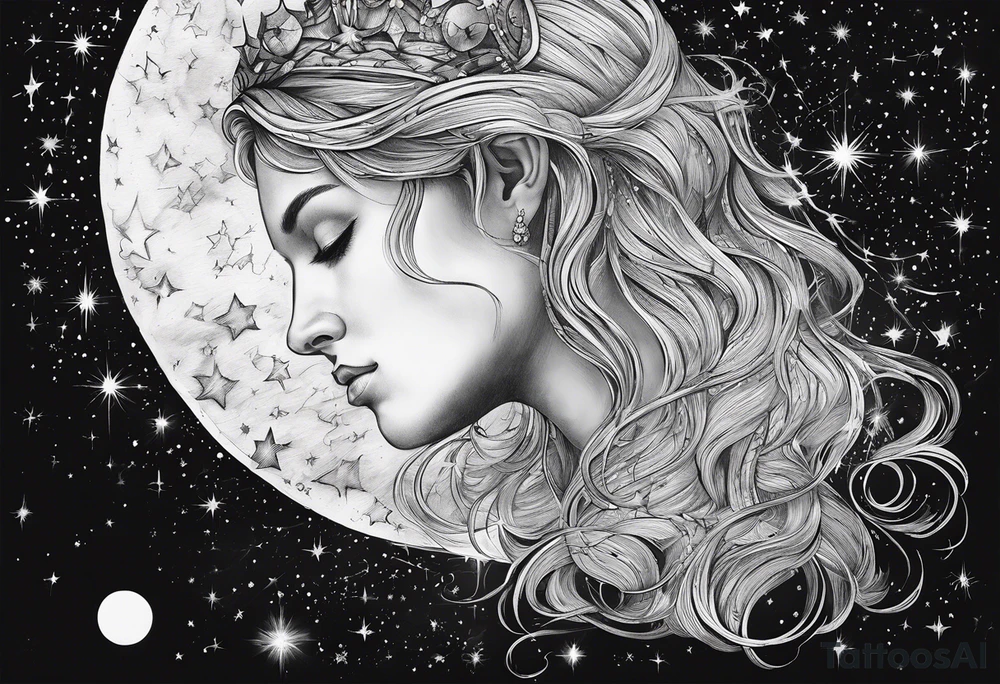 Constellation of stars January 3rd on 2003 in unison with the Greek God Meletus tattoo idea