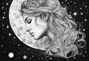 Constellation of stars January 3rd on 2003 in unison with the Greek God Meletus tattoo idea