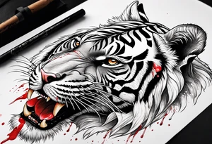 Tiger covered in blood tattoo idea