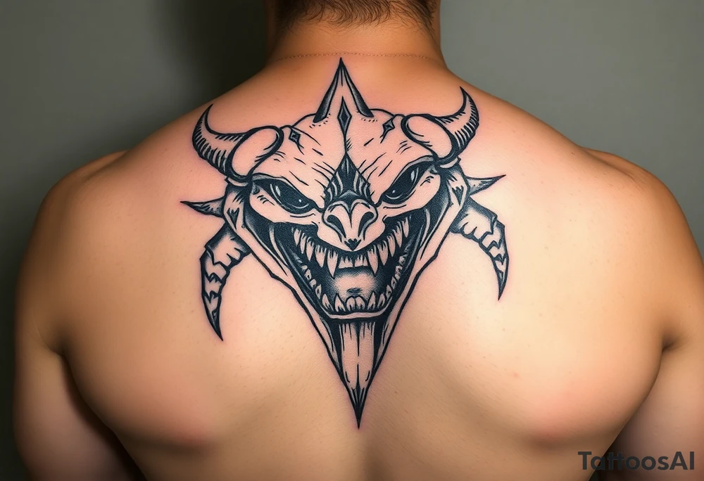 monster of both happy and sad at the same time tattoo idea