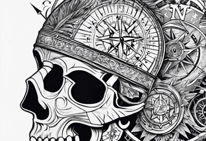 guy faux mask compass. Slashed lettering for the navigational directions and long fencing swords as the arrows tattoo idea