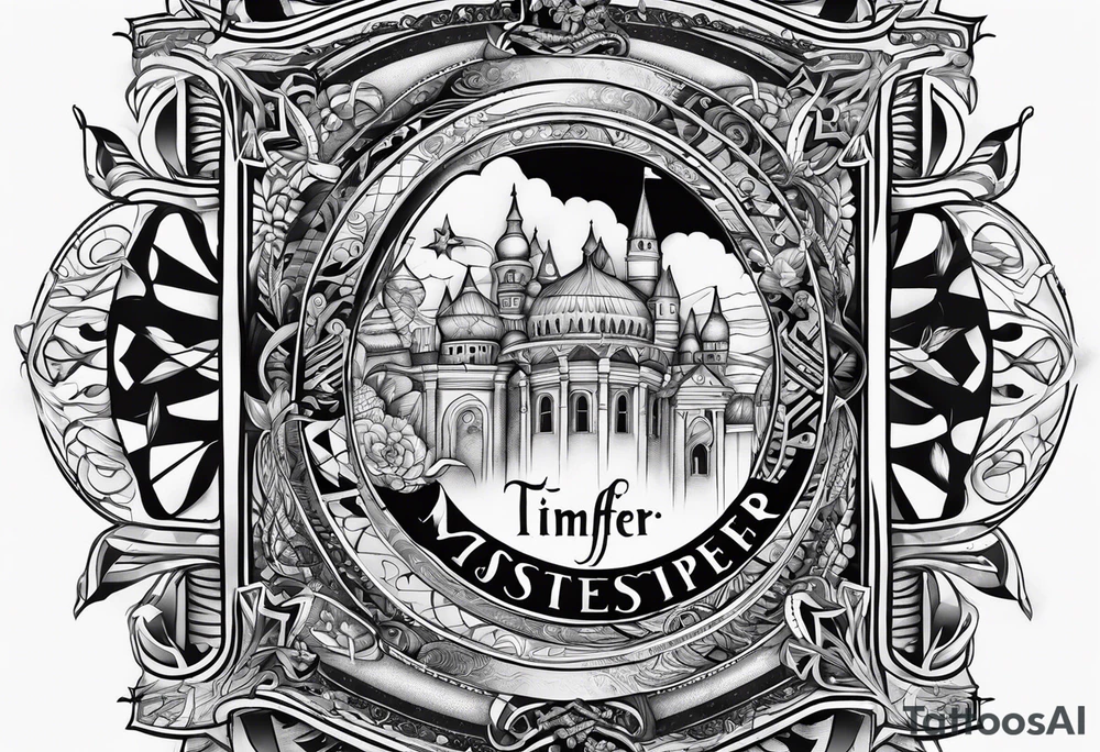 “Timafer” words with deck of cards and magic tattoo idea