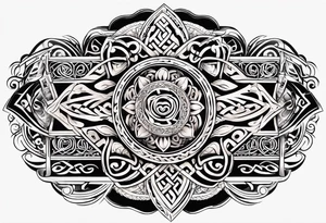 maori mixed with celtic band for around an arm, incorporating the word love tattoo idea
